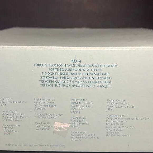 PartyLite P8014 Terrace Blossom Floral 3-Wick Multi Tealight Candle Holder 8.25" - Picture 10 of 10